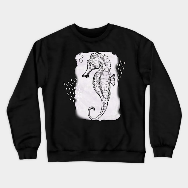 Zen Seahorse Watercolor Sea Horse Crewneck Sweatshirt by BitterBaubles